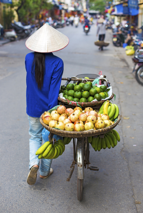 transportando alimentos en bicicleta